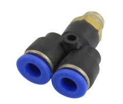 snap-in tee fitting with thread