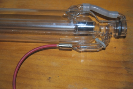This view shows the brass connector snugged down onto the HV wire and the tube post.