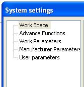 The System Setting screen menu selection.